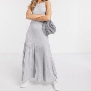 ASOS DESIGN gray marl pleated hem maxi dress